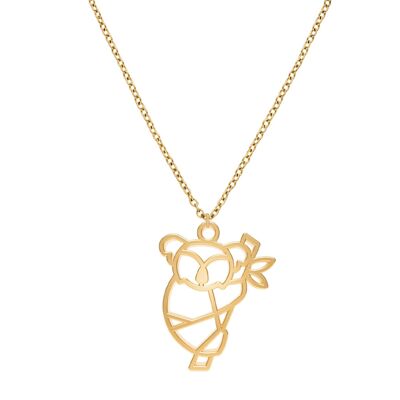 Fauna Koala Animal Necklace Gold or Silver Finish with Chain for Women, Men or Children, Resistant and Adjustable Made in France