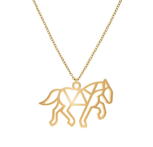 Collier Animal Fauna Cheval Finition Or ou Argent avec Chaîne pour Femme, Homme ou Enfant, Résistant et Ajustable Fabriqué en France