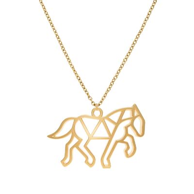 Fauna Horse Animal Necklace Gold or Silver Finish with Chain for Women, Men or Children, Resistant and Adjustable Made in France