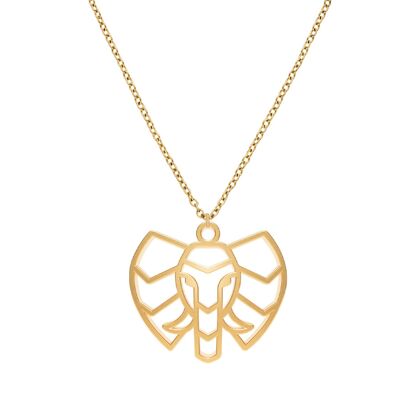 Fauna Elephant Animal Necklace Gold or Silver Finish with Chain for Women, Men or Children, Resistant and Adjustable Made in France