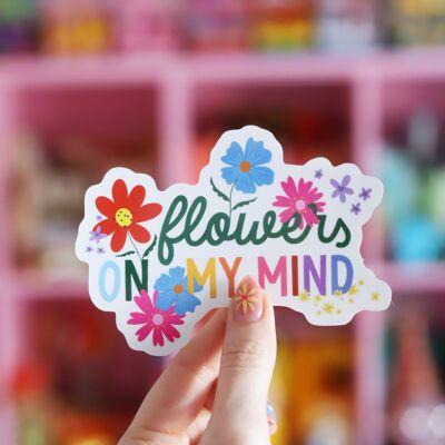 Riesiger Aufkleber „Flowers on my mind“.