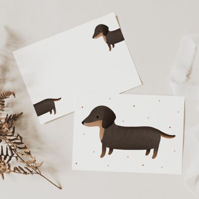 Cartolina di razza cane bassotto - A6 compleanno bassotto