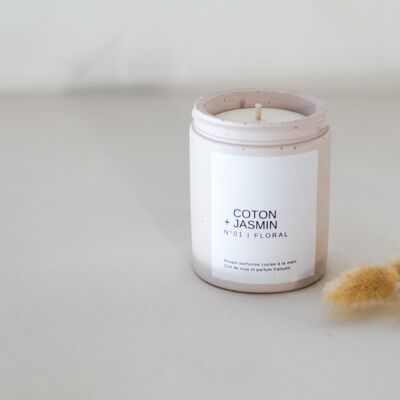 cotton + jasmine scented candle