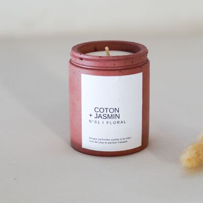 cotton + jasmine scented candle