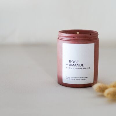 Rose + almond scented candle