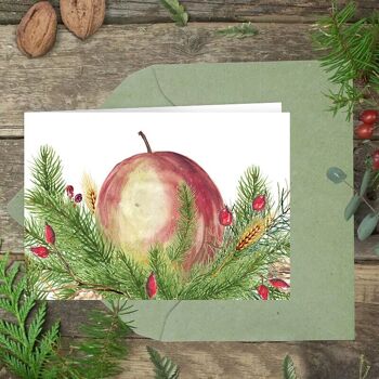 Carte pliante Pomme au four de Noël - IMPRIMÉE À L'INTÉRIEUR avec enveloppe 2