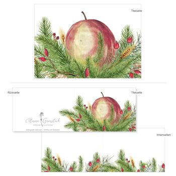 Carte pliante Pomme au four de Noël - IMPRIMÉE À L'INTÉRIEUR avec enveloppe 3