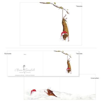 Carte pliante Souris de Noël - IMPRIMÉE À L'INTÉRIEUR avec enveloppe 3