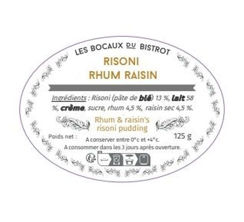 Risoni, Rhum raisin (bocal en verre / bocaux traditionnels)