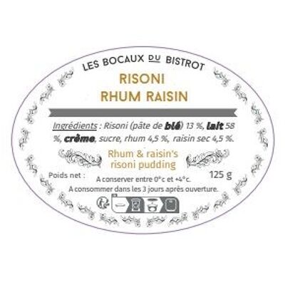Risoni, Raisin rum (glass jar / traditional jars)