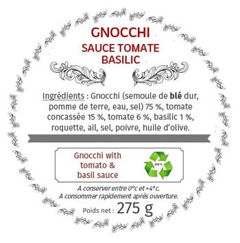 Gnocchi sauce tomate, basilic  (bocal en verre / bocaux traditionnels) 1