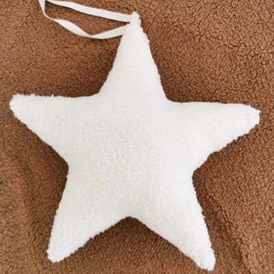 Beige star night light in must mout fabric