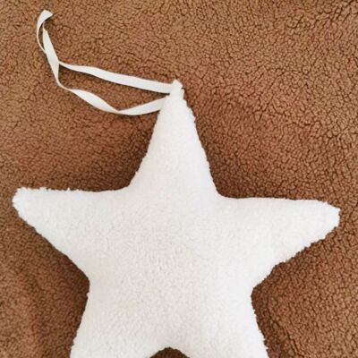 Beige star night light in must mout fabric