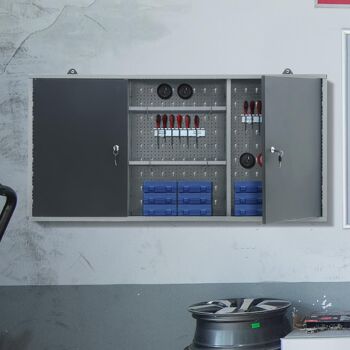 Livingandhome unité robuste Garage atelier armoire à outils rangement de fichiers armoire haute 120*20*60 cm 2
