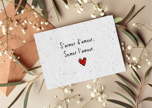Carte postale à planter #1 "S'aimer d'amour" Lot de 10
