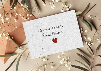 Carte postale à planter #1 "S'aimer d'amour" Lot de 10 1