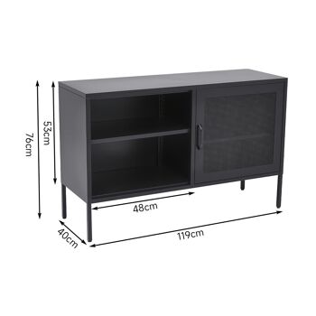 Livingandhome Meuble TV industriel Meuble de rangement 4 étagères Buffet en métal avec porte Noir 4