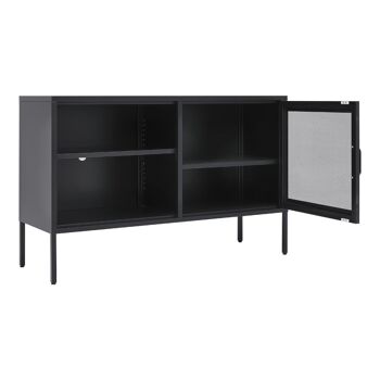 Livingandhome Meuble TV industriel Meuble de rangement 4 étagères Buffet en métal avec porte Noir 6