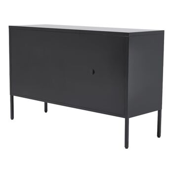 Livingandhome Meuble TV industriel Meuble de rangement 4 étagères Buffet en métal avec porte Noir 7