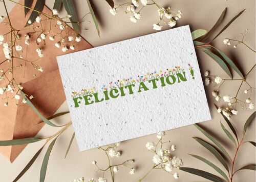 Carte postale à planter #25 "Félicitation floral" Lot de 10