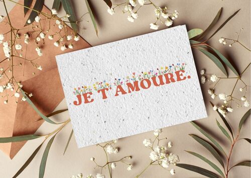 Carte postale à planter #26 "Je t'amoure floral" Lot de 10