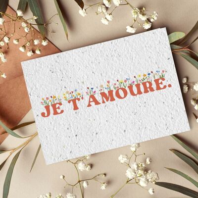 Carte postale à planter #26 "Je t'amoure floral" Lot de 10