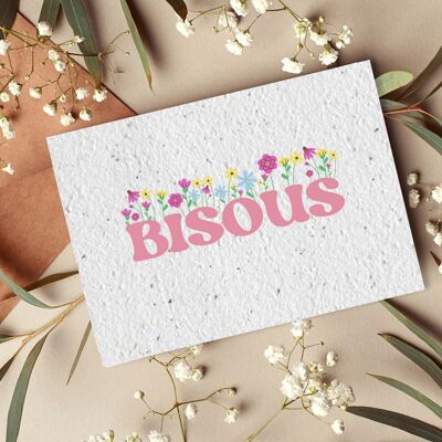 Carte postale à planter #28 "Bisous floral" Lot de 10