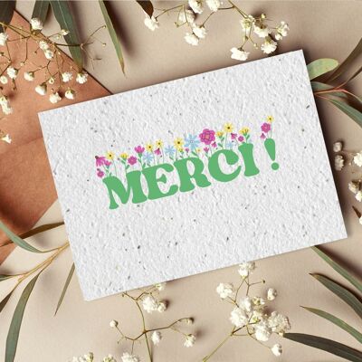 Carte postale à planter #27 "Merci floral" Lot de 10