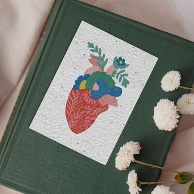 Postal para plantar #22 "Corazón floral" Set de 10