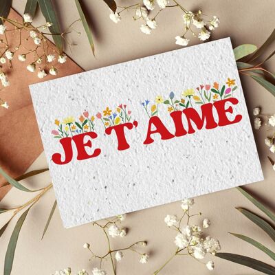 Carte postale à planter #23 "Je t'aime floral" Lot de 10