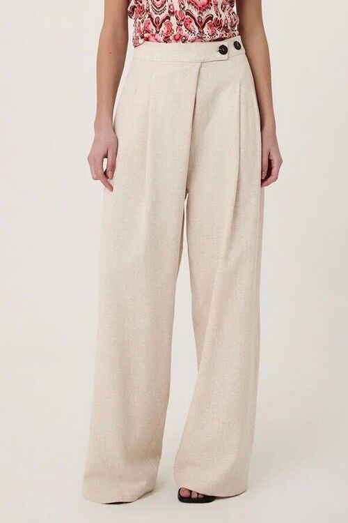 Pantalon taille haute en lin Naturel - KARL