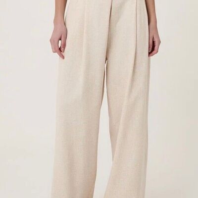 High-waisted linen pants Natural - KARL