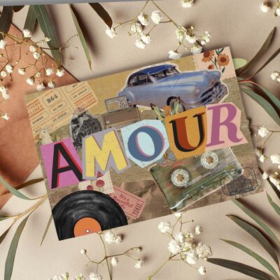 Carte postale à planter #33 "Amour vintage" Lot de 10