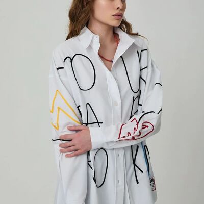 Oversized shirt with printed embroidery - BROKE