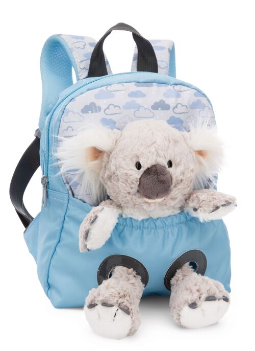 Rucksack mit Plüschtier 21x26cm Koala 25cm hellblau