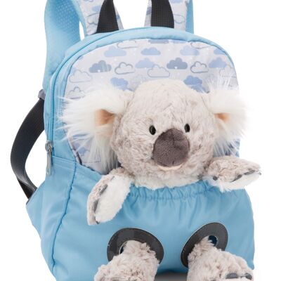 Backpack with plush toy 21x26cm Koala 25cm light blue
