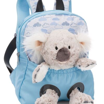 Rucksack mit Plüschtier 21x26cm Koala 25cm hellblau