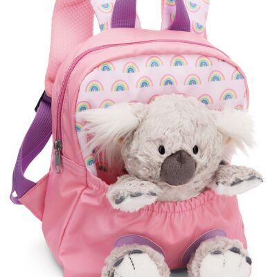 Backpack with plush toy 21x26cm Koala 25cm pink