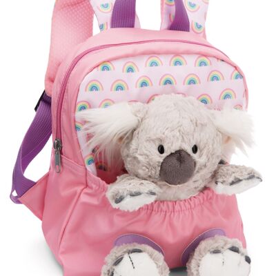 Rucksack mit Plüschtier 21x26cm Koala 25cm rosa