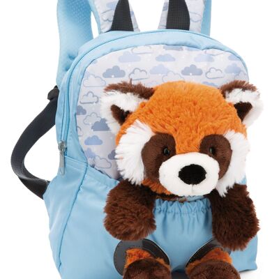 Rucksack mit Plüschtier 21x26cm Roter Panda 25cm hellblau