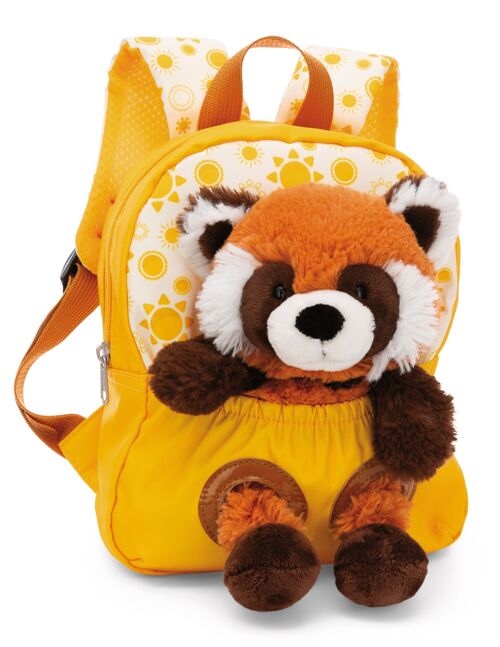 Rucksack mit Plüschtier 21x26cm Roter Panda 25cm gelb