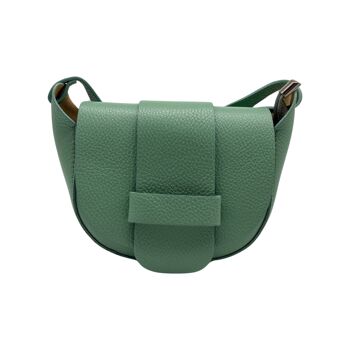 SAC BANDOULIERE CUIR GRAINE MARGOT VERT PASTEL 1