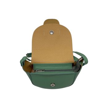 SAC BANDOULIERE CUIR GRAINE MARGOT VERT PASTEL 4