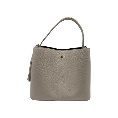 BORSA A SECCHIELLO ELOISE G IN PELLE GRANA BEIGE