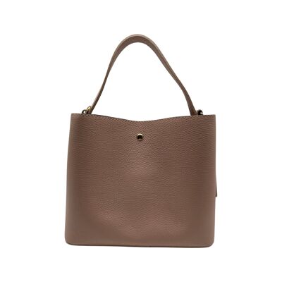 BOLSO BUCKET ELOISE G DE PIEL GRANULADA NUDE