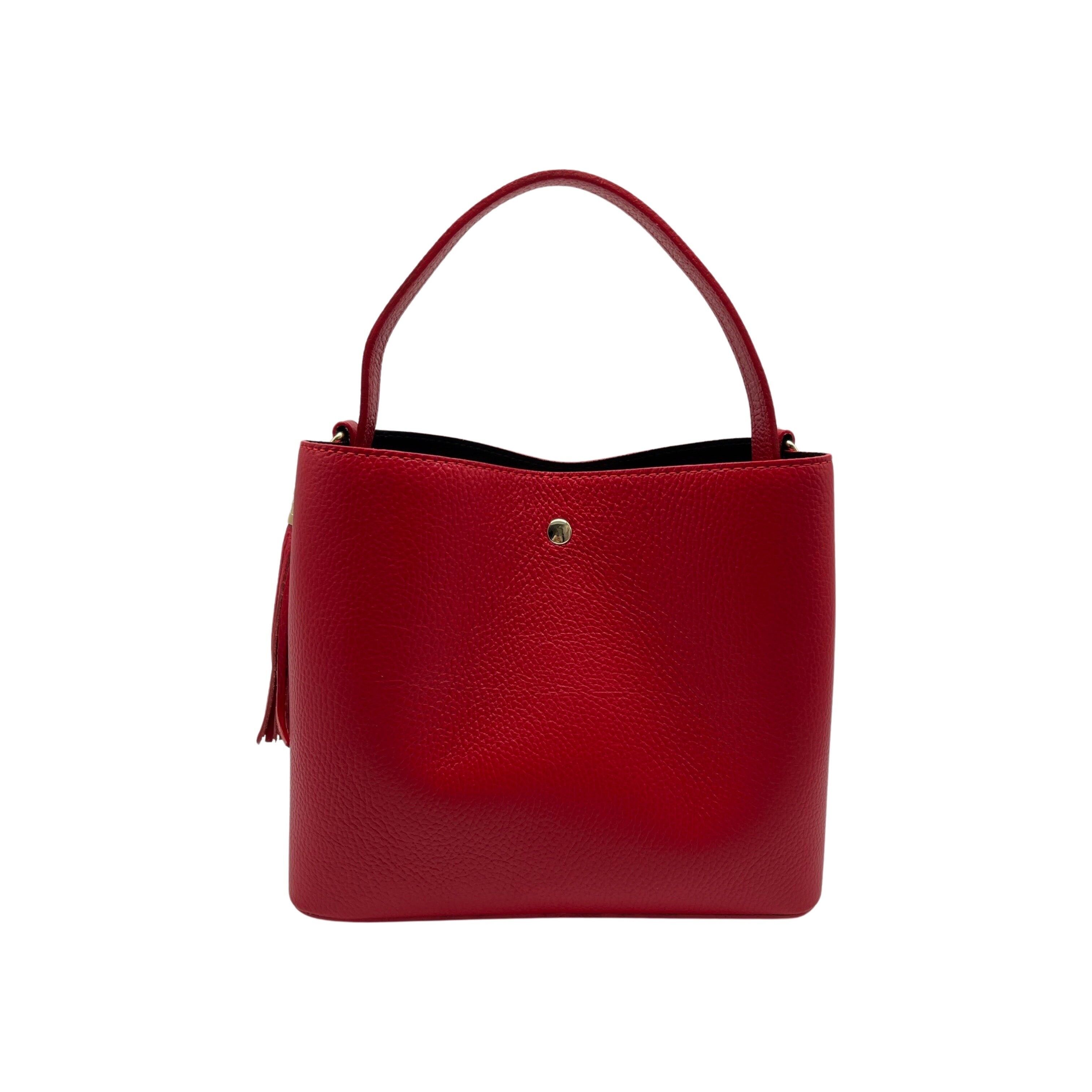 BORSA A SECCHIELLO ELOISE G IN PELLE FIORE ROSSO