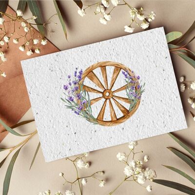 Carte postale à planter #51 "Roue lavande" Lot de 10