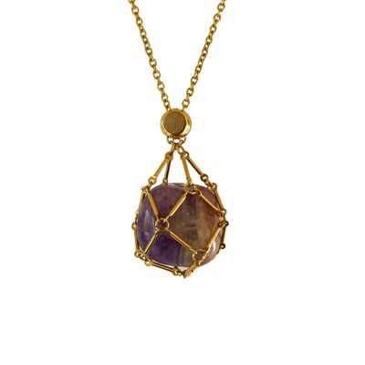 Free Gemstone & Tumbled Amethyst Stone Holder Necklace