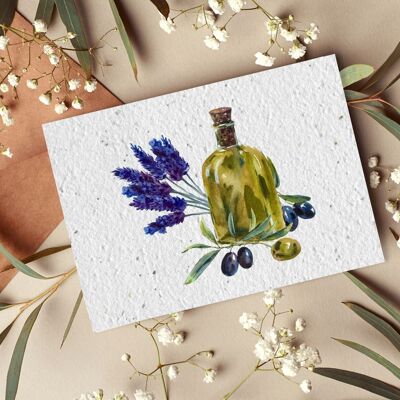 Cartolina per pianta n. 57 "Olio d'oliva e lavanda" Set di 10