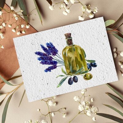 Postkarte zur Pflanze Nr. 57 „Olivenöl und Lavendel“ 10er-Set